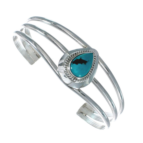 Turquoise Navajo Sterling Silver Tear Drop Cuff Bracelet X10392